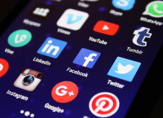 Screenshot of a phone showing popular social media apps