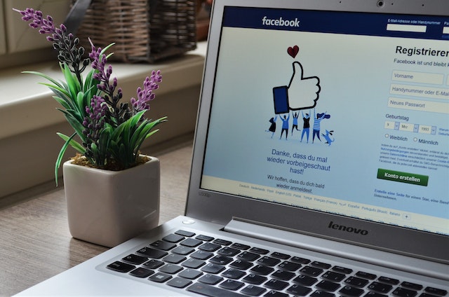 Facebook homepage on a laptop