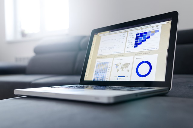 A laptop showing data analytic tools