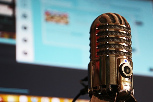 A mic before a screen