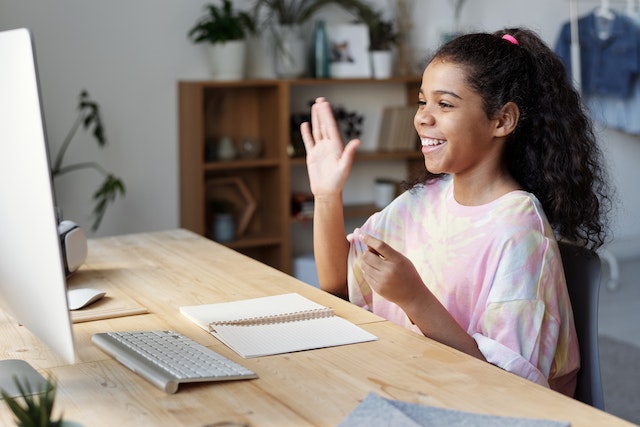 a girl learning in an online course