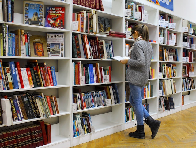 a person in a library