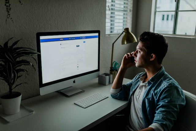 A person watching a webinar