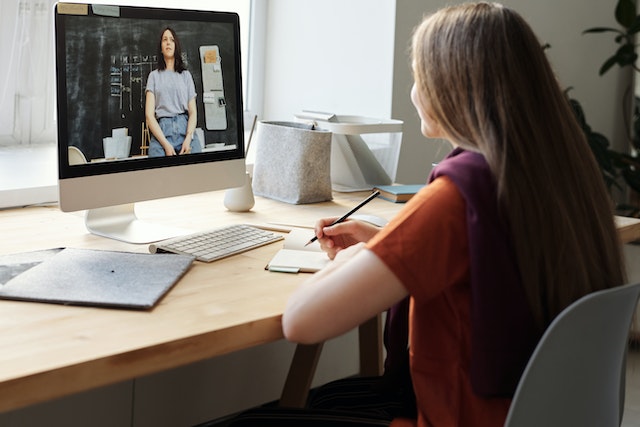 student in a zoom class