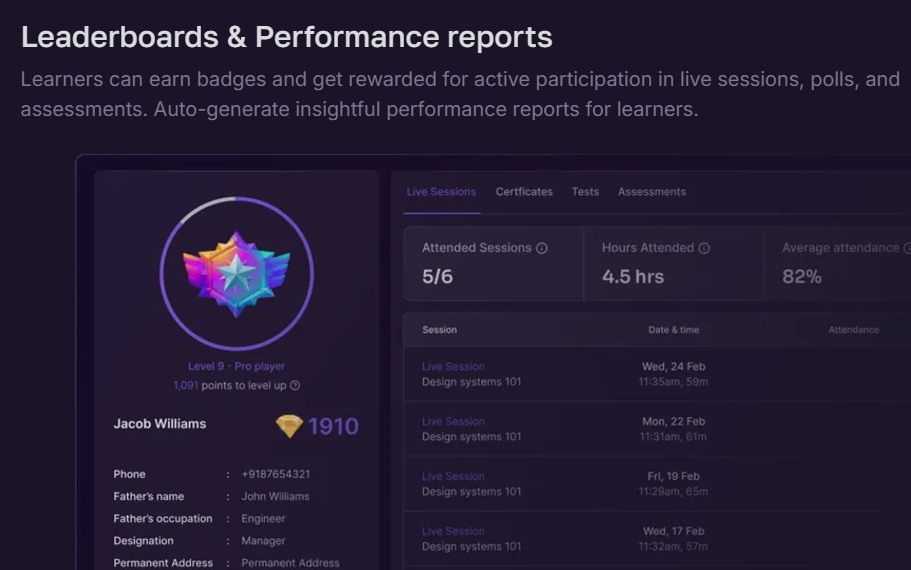 leaderboard feature on wise lms for coaching