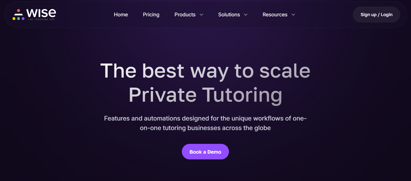 tutoring lms wise website screengrab