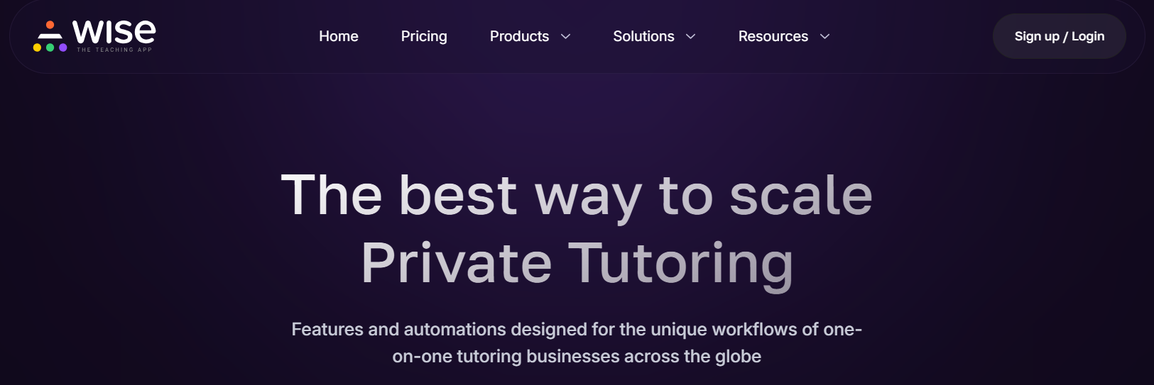 wise lms for multi tutor website screenshot 