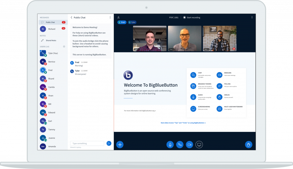 bigbluebutton virtual classroom software feature image