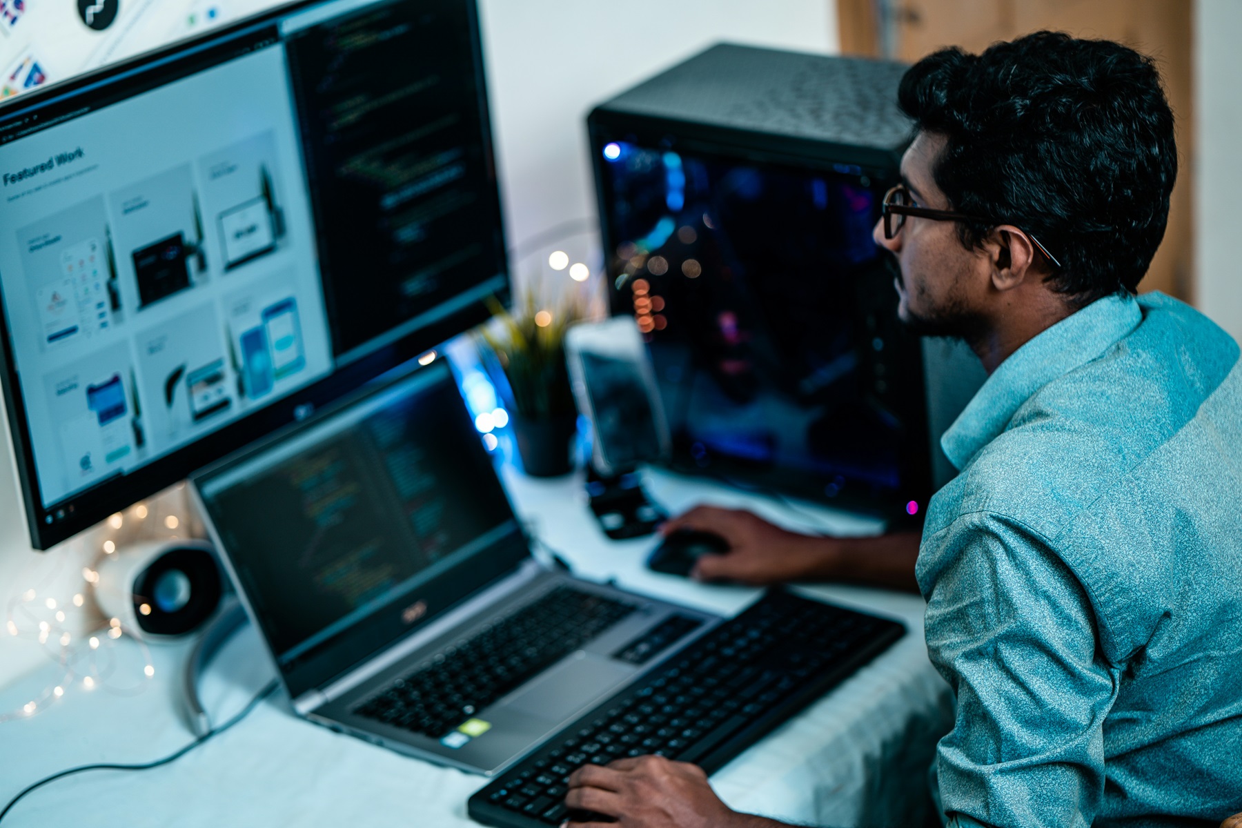person seeing lms for training on two screens