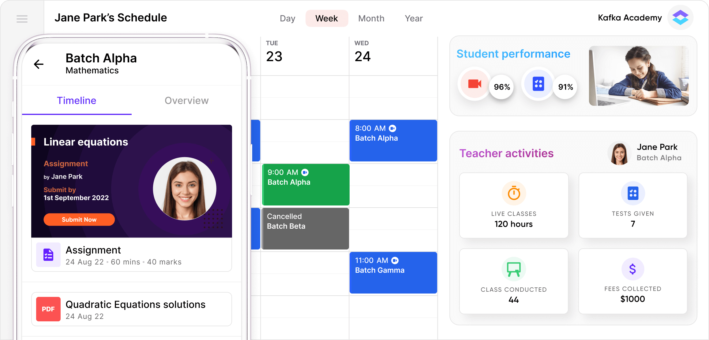 Wise screenshot showcasing what an advanced and comprehensive tutor scheduling software should look like