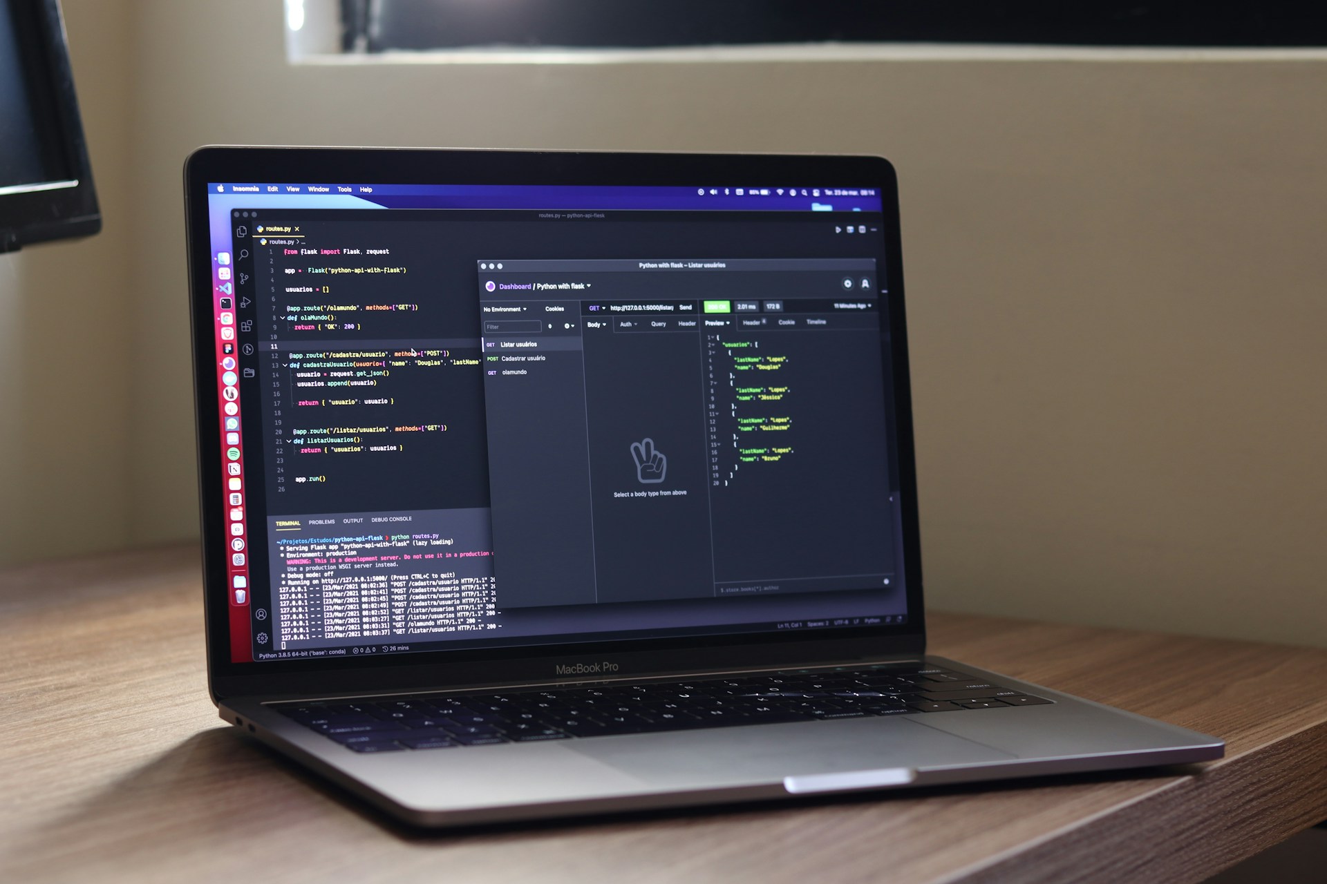 a screen with APIs of a tutoring business management software