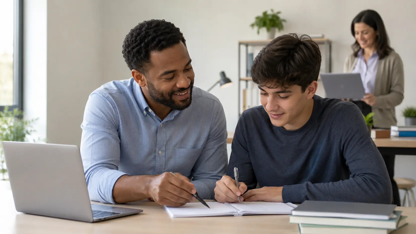 Experienced tutor supporting a student in a professionally managed tutoring centre
